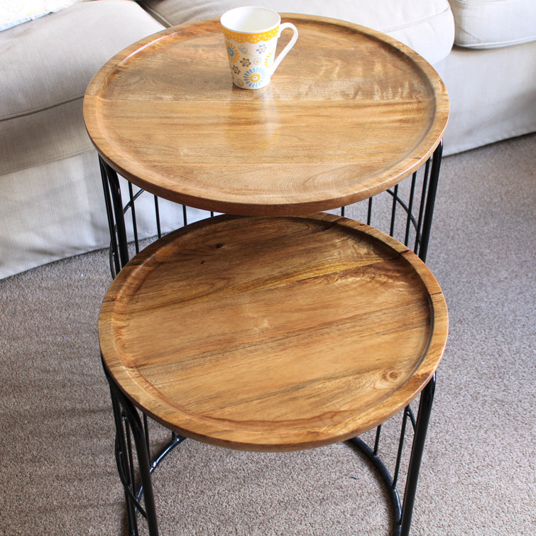 Williston Solid Wood Metal Nest Of Table Wayfair.co.uk